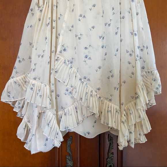 Madison Marcus 100% Silk Ditsy Floral Ruffle Swing Hem Cottagecore Tank - Picture 7 of 9